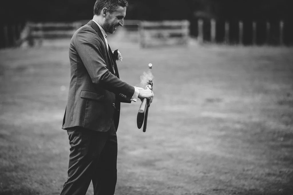 groom clay shoot at a wedding at Makoura Lodge