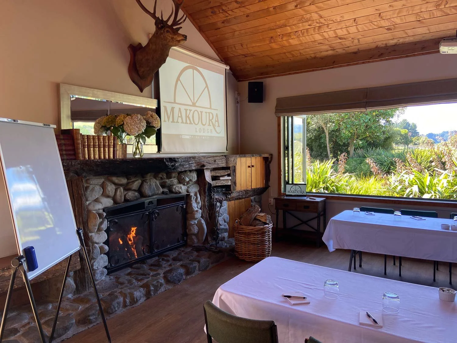 Conference room at Makoura lodge showing beautiful outlook