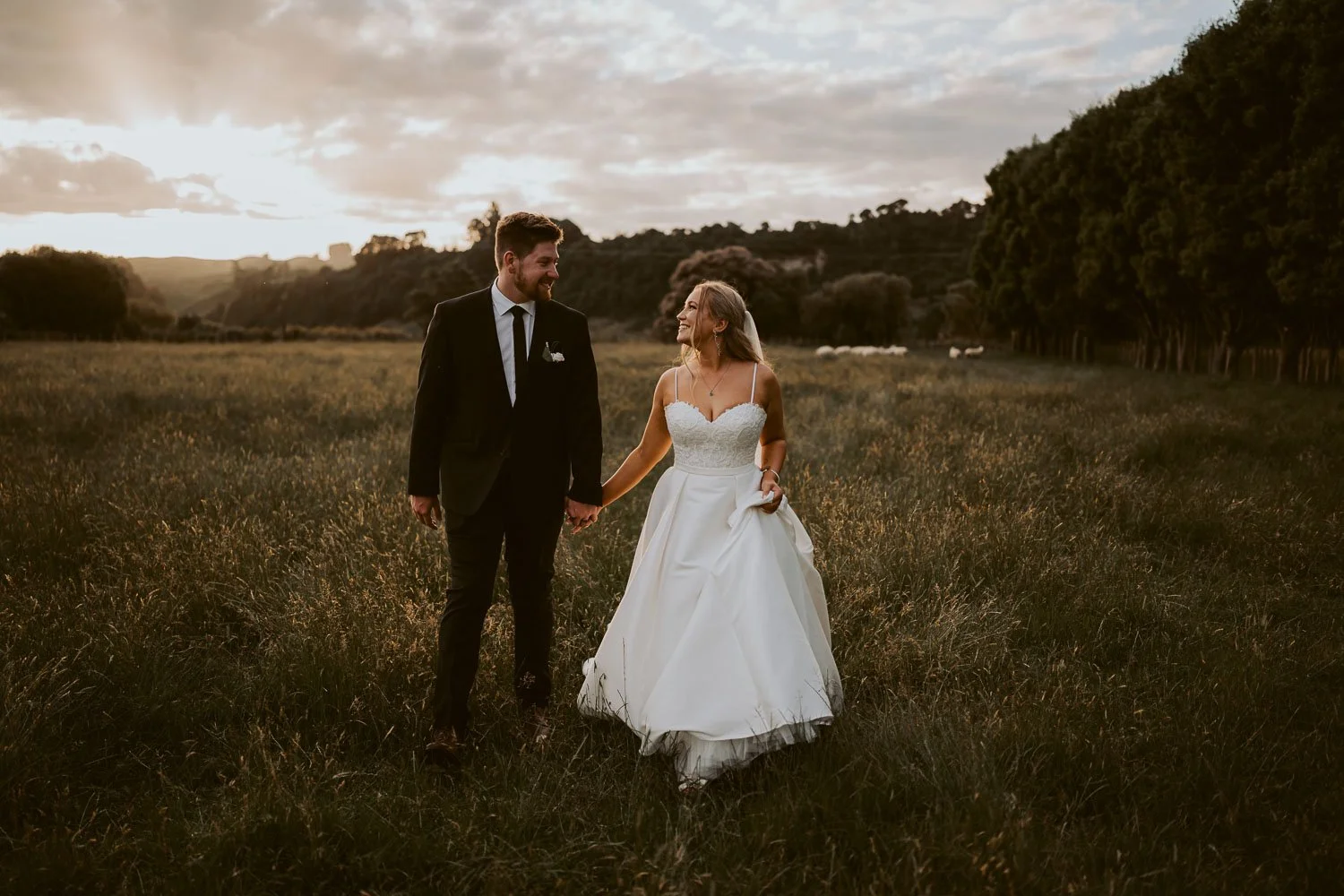 Bride and groom getting married at Makoura Lodge near Feilding