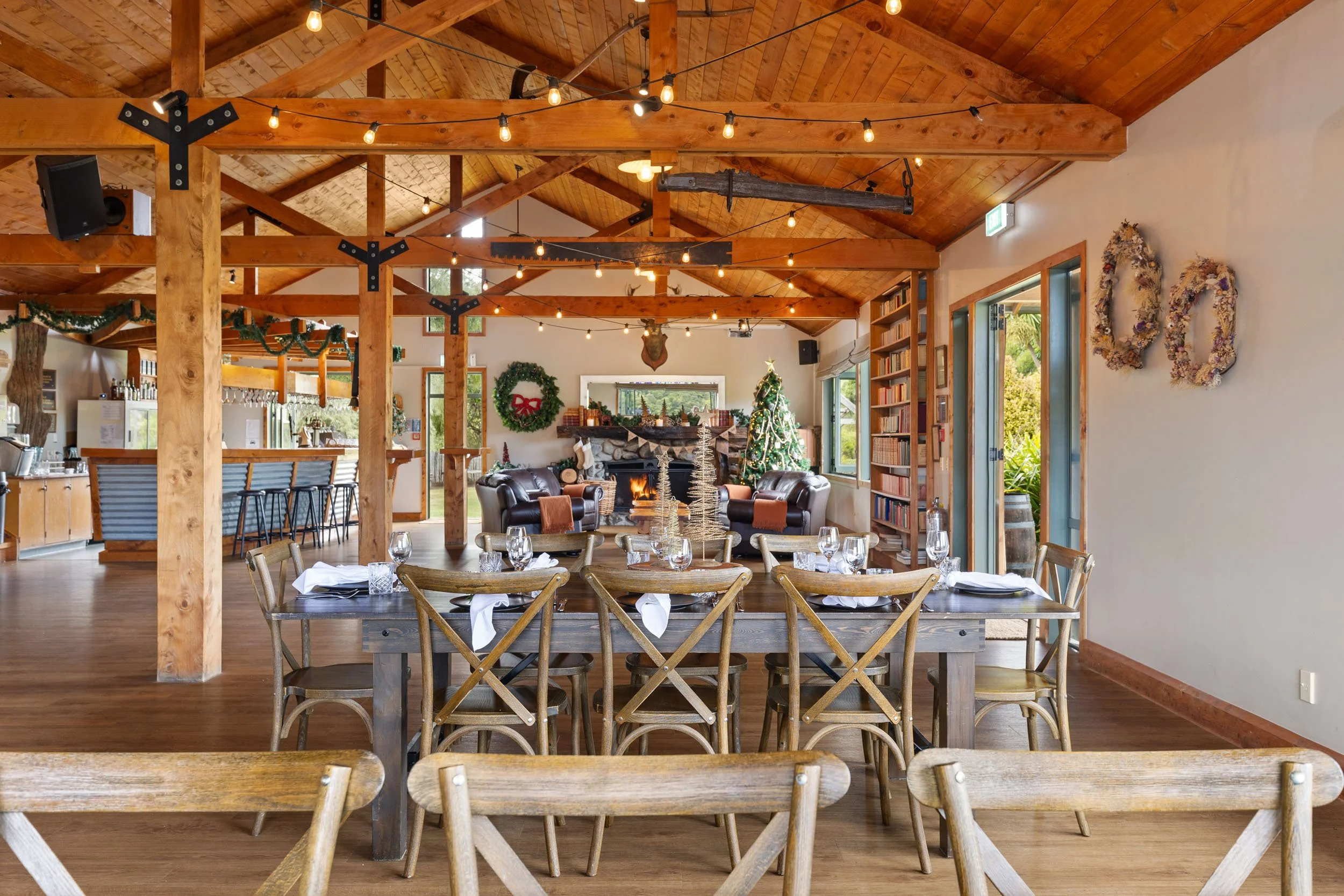 Christmas function venue set up at Makoura Lodge manawatu