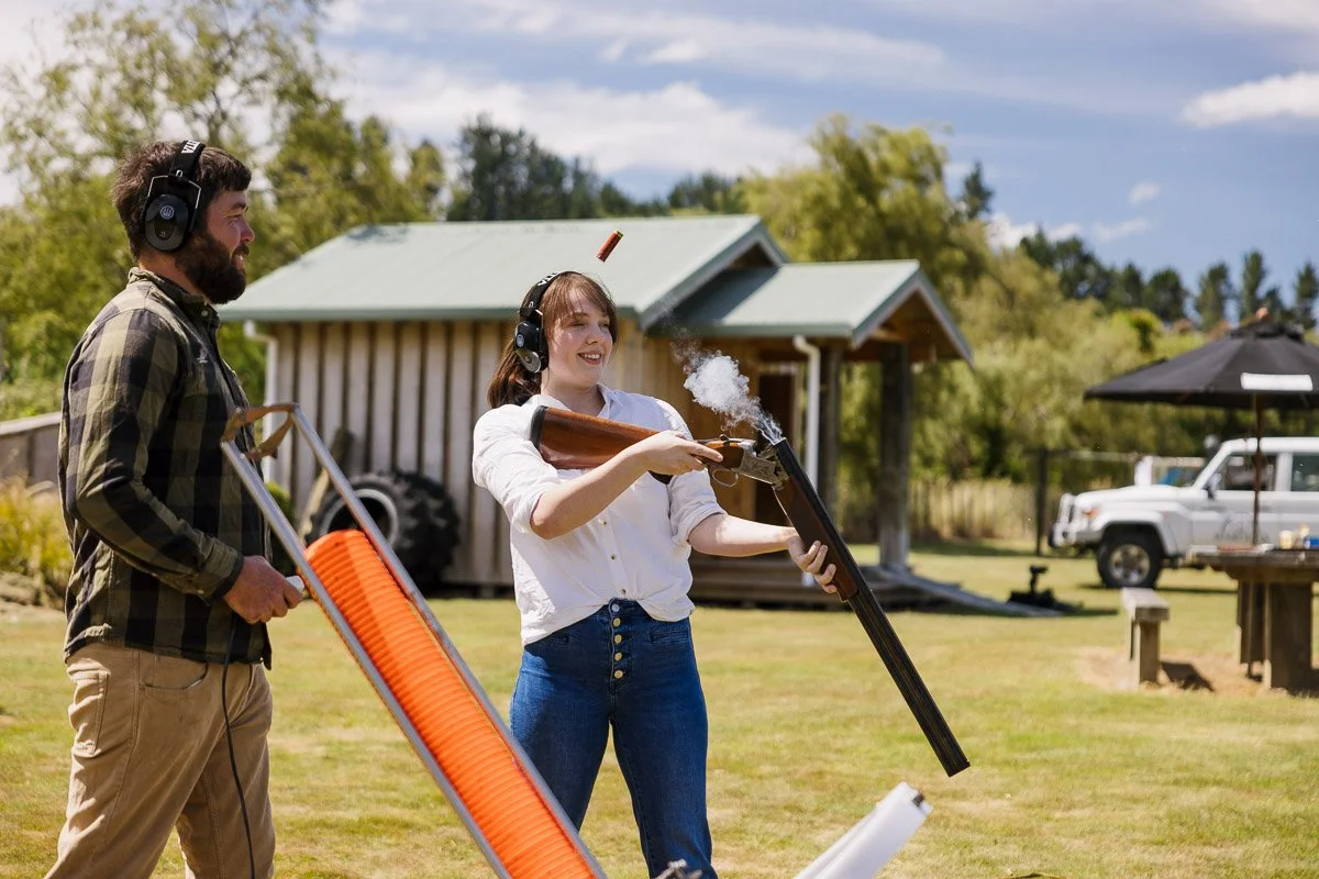 Guest during clay target shooting