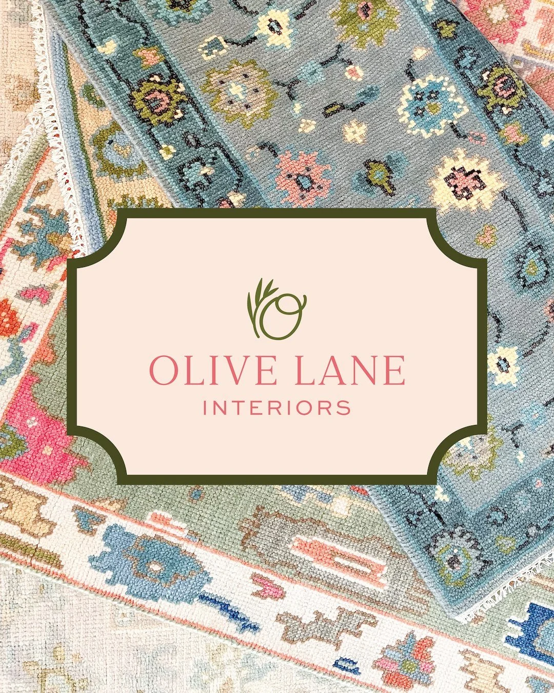 We're obsessed with the sweet brand we got to create for @shopolivelaneinteriors! Founder Rachel is a fellow entrepreneur and has built a business curating, sourcing, and designing the most delightful rugs and home decor. The name "Olive Lane&qu