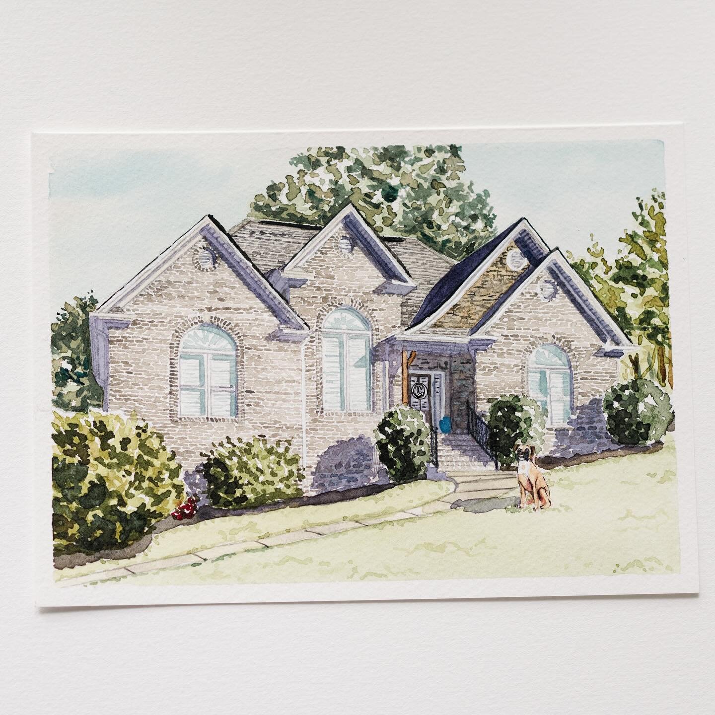 The Chasteen home. 5x7 Watercolor. #watercolorpainting #customhomeportraits #watercolorhomeportrait #homeportraitpainting