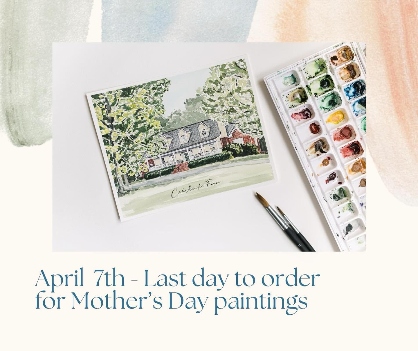 April 7th is the last day to order custom paintings for Mother&rsquo;s day gifts! These are perfect gifts! Please check out my shop to see all the paintings I offer! 

https://www.laurawilkerson.com/shop-art