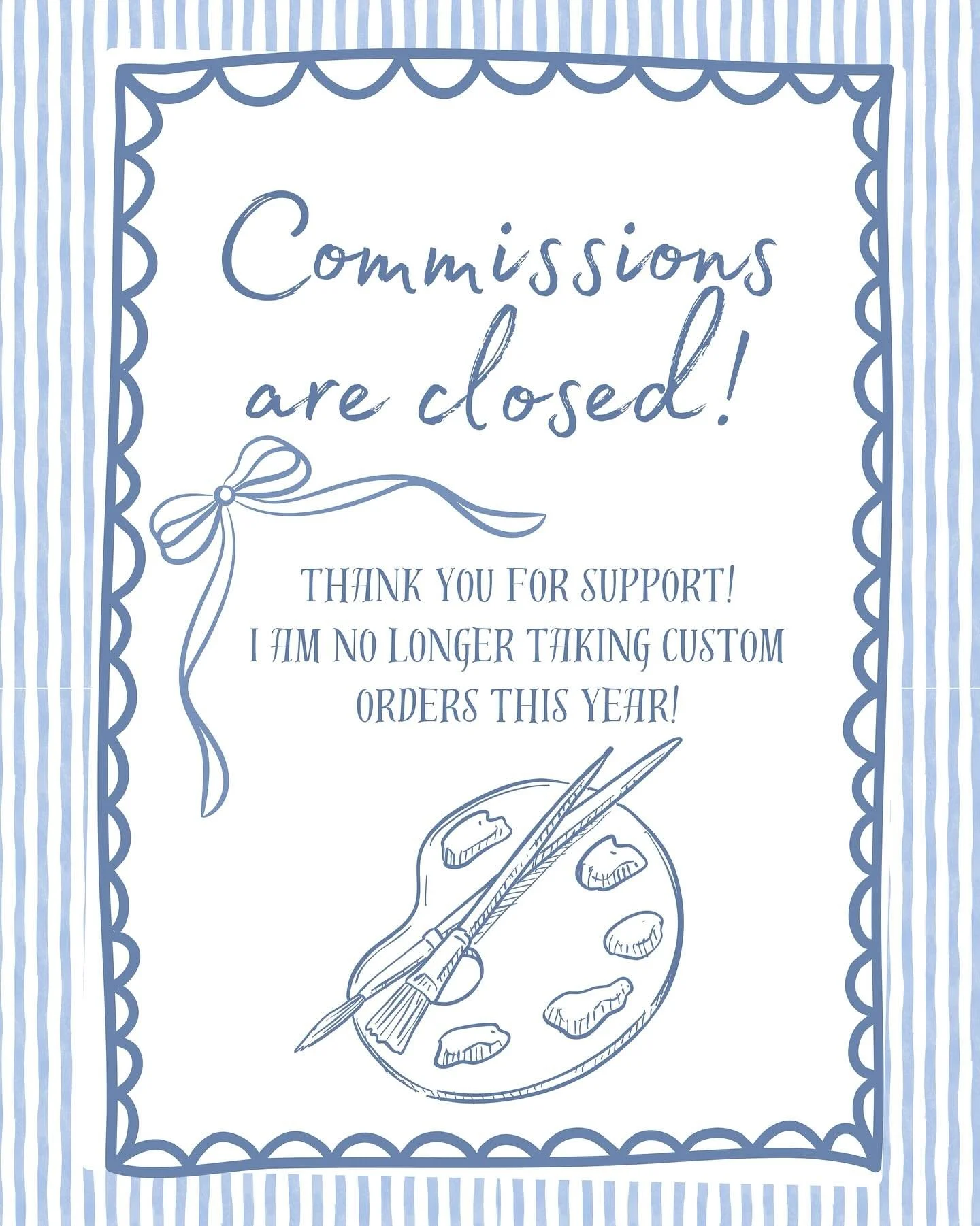 I am closing commissions for this year. I am thankful to have created so many custom works for very loving people. I am making a lot of changes with my photography and my artwork. I&rsquo;m excited about the new changes and to step back and enjoy thi