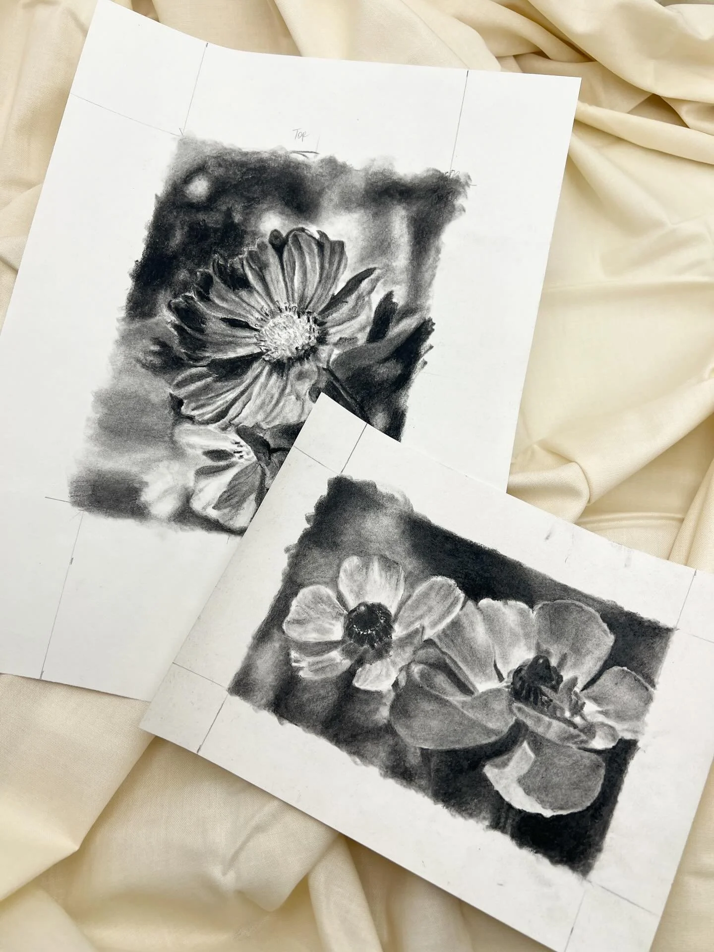 Working on framing some of my most recent drawings. I love all of these florals. #charcoal #charcoaldrawing
