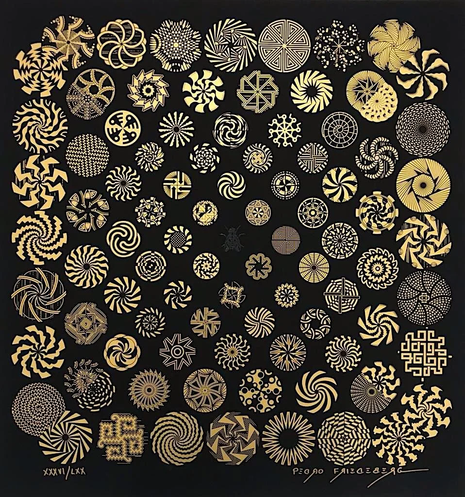 La mosca negra, 2023
Serigraphy with gold leaf
Series of LXX
30” x 28.34” in