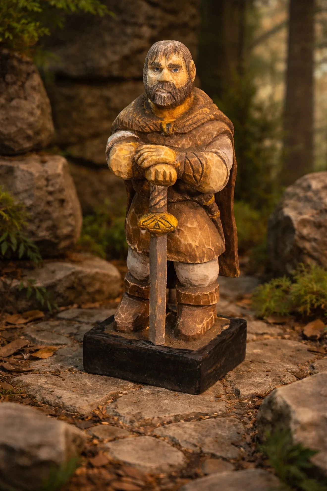 Warrior wood carving