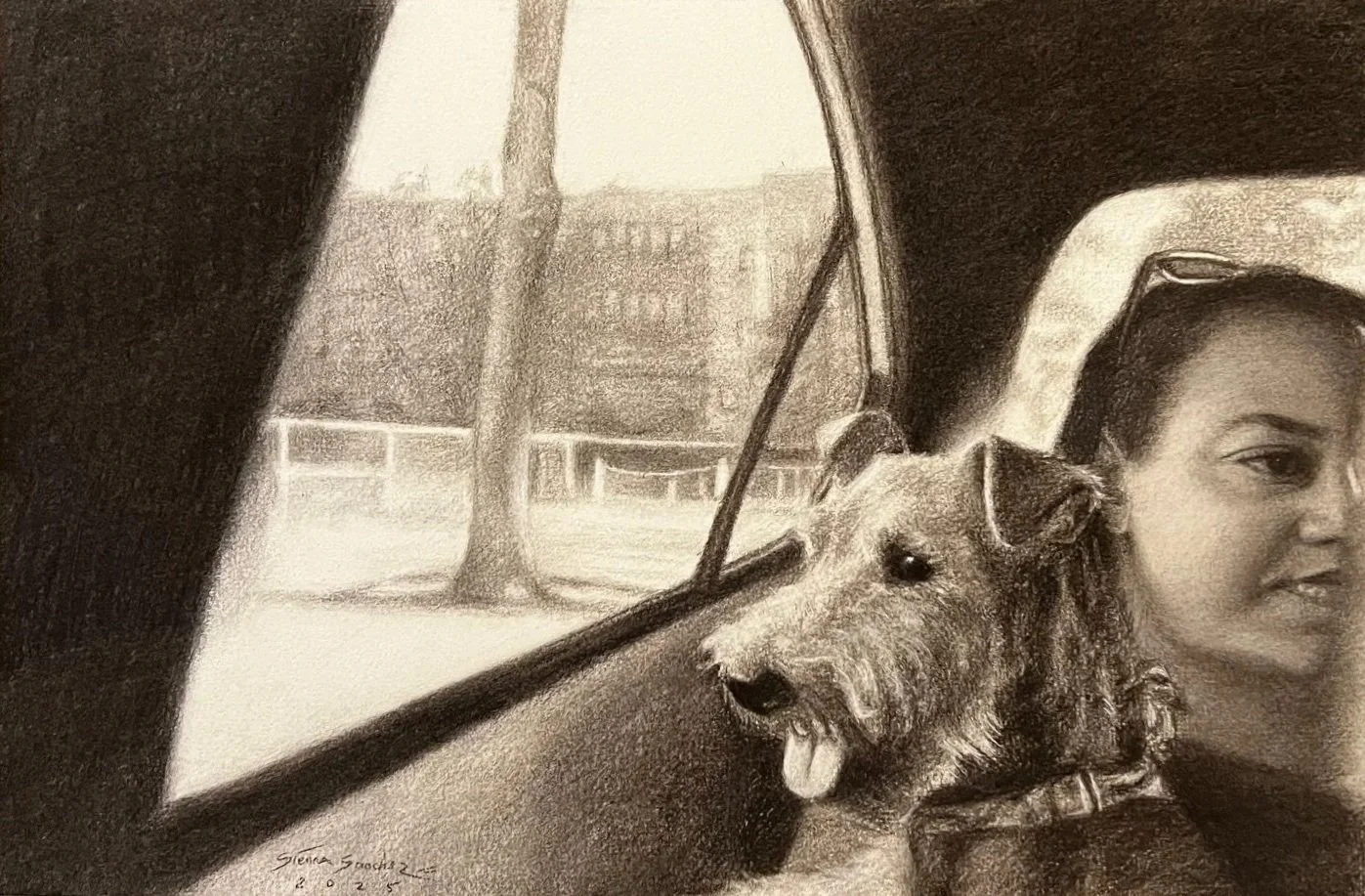 'Car Ride' - Charcoal - 17x13 in - 2025