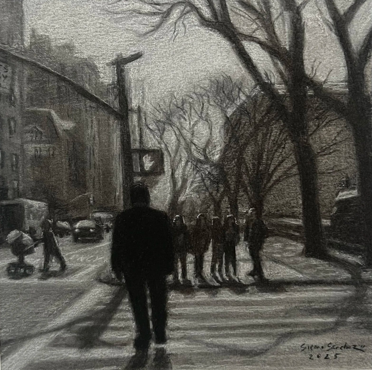 'City Stride' - Charcoal - 5x5 in - 2025