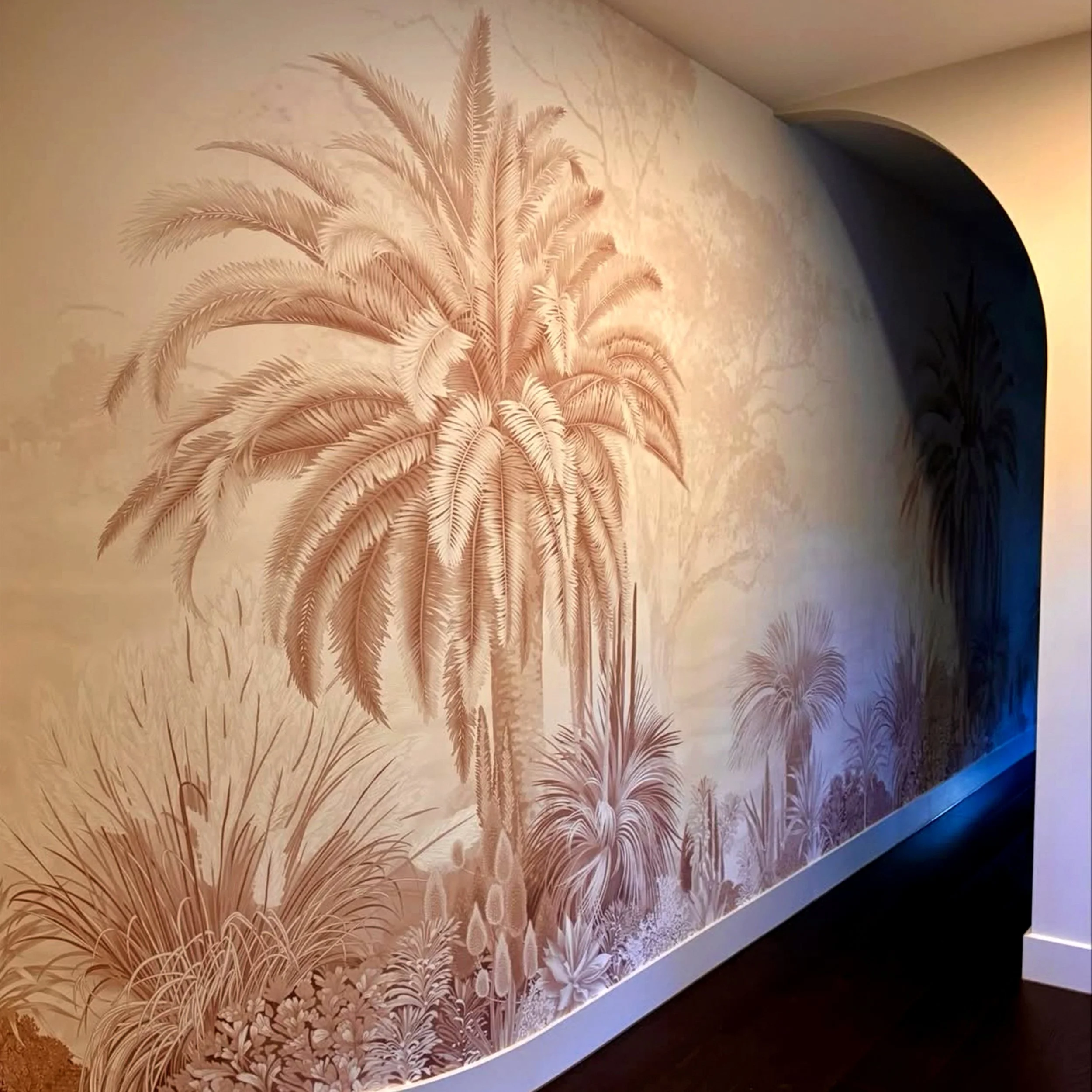 Our Sunblessed Lands Red Dust wallpaper mural – warm Australian landscape design in earthy terracotta tones