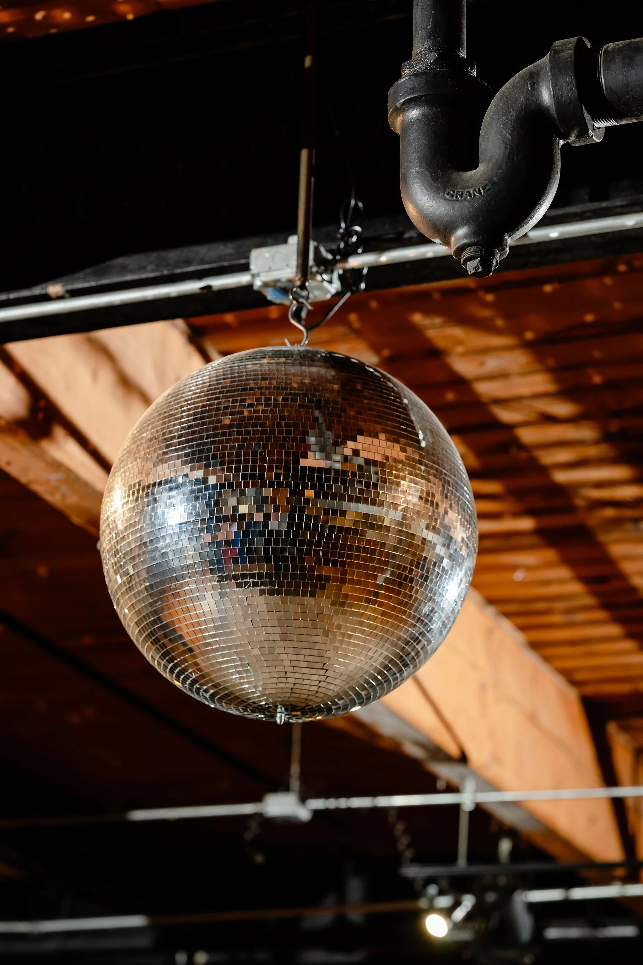 disco ball close up for dance floor at wedding reception