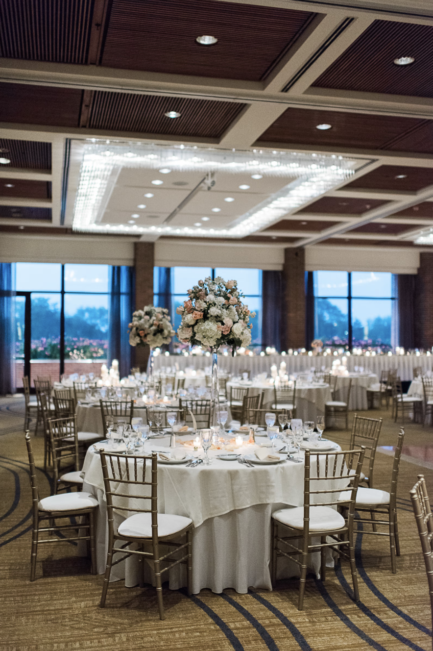 Prairie Ballroom reception tablescapes of Hyatt Lodge in Oak Brook