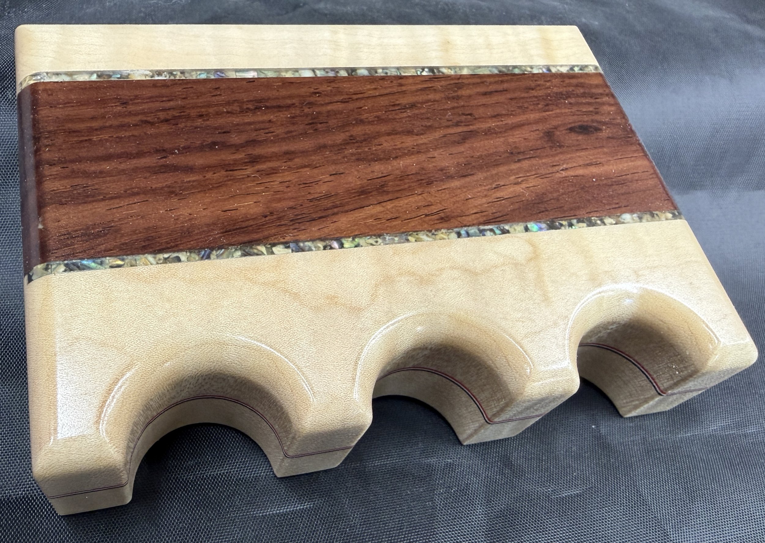 Curly Maple w/ Cocobolo and Abalone inlays / Red, White & Blue veneers - $80