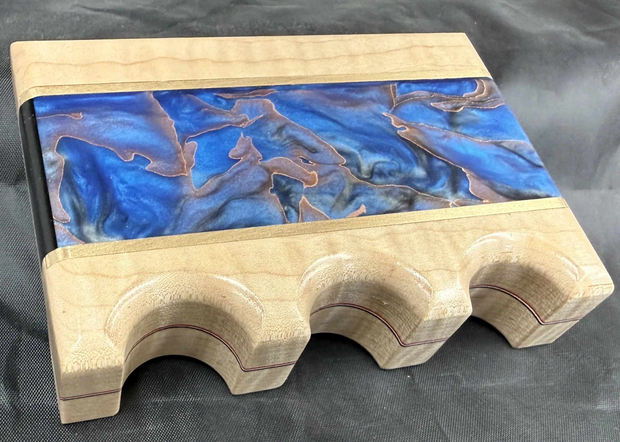 Curly Maple w/ Brass and Resin inlay / Red, White & Blue veneers - $80