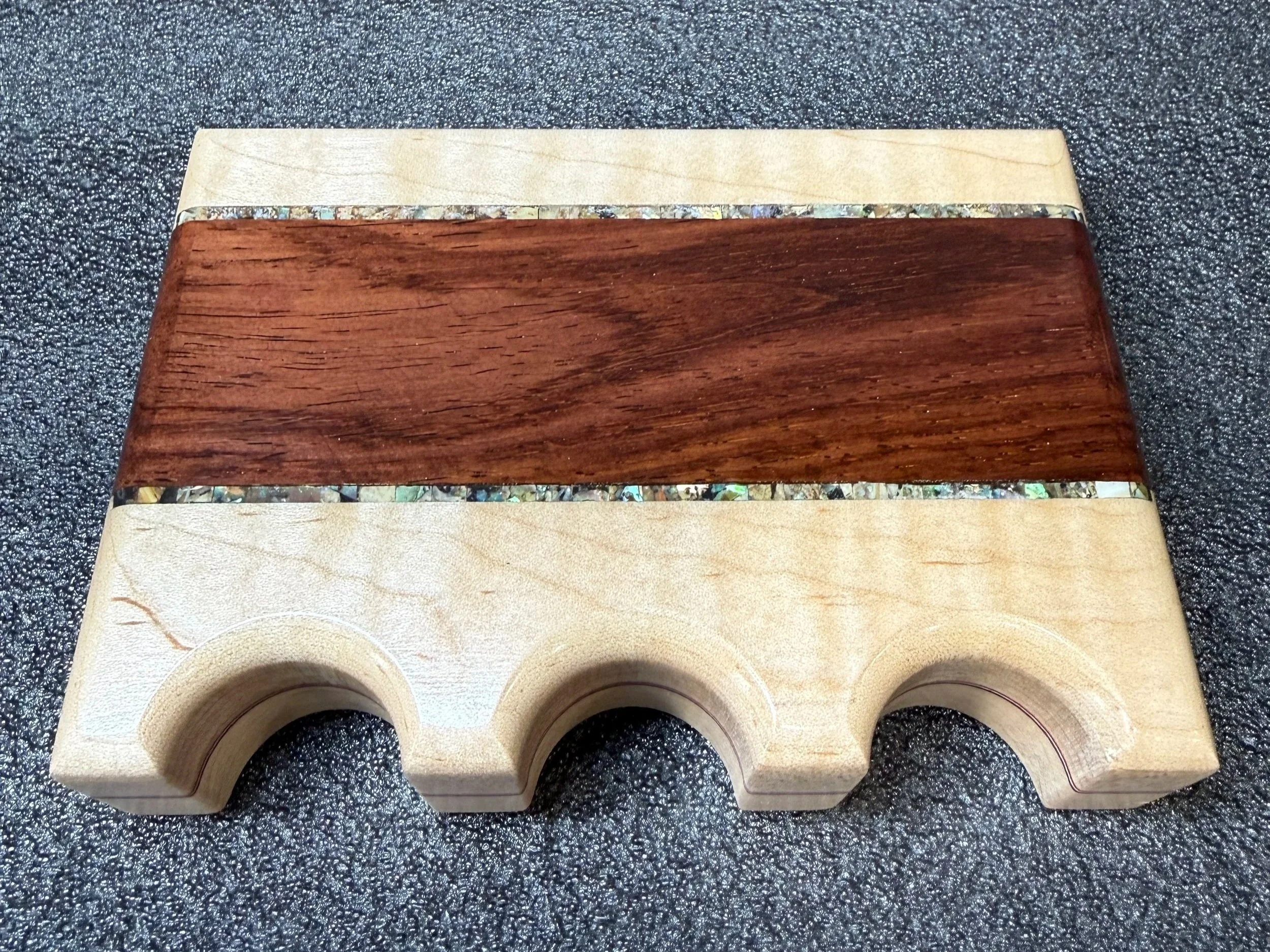 Curly Maple, Cocobolo and Abalone inlays, RWB veneers $80