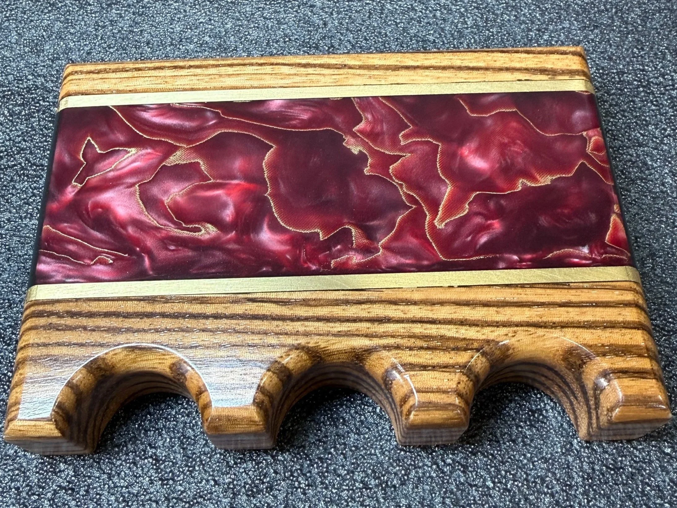 Zebra wood, Resin and Brass inlays $80