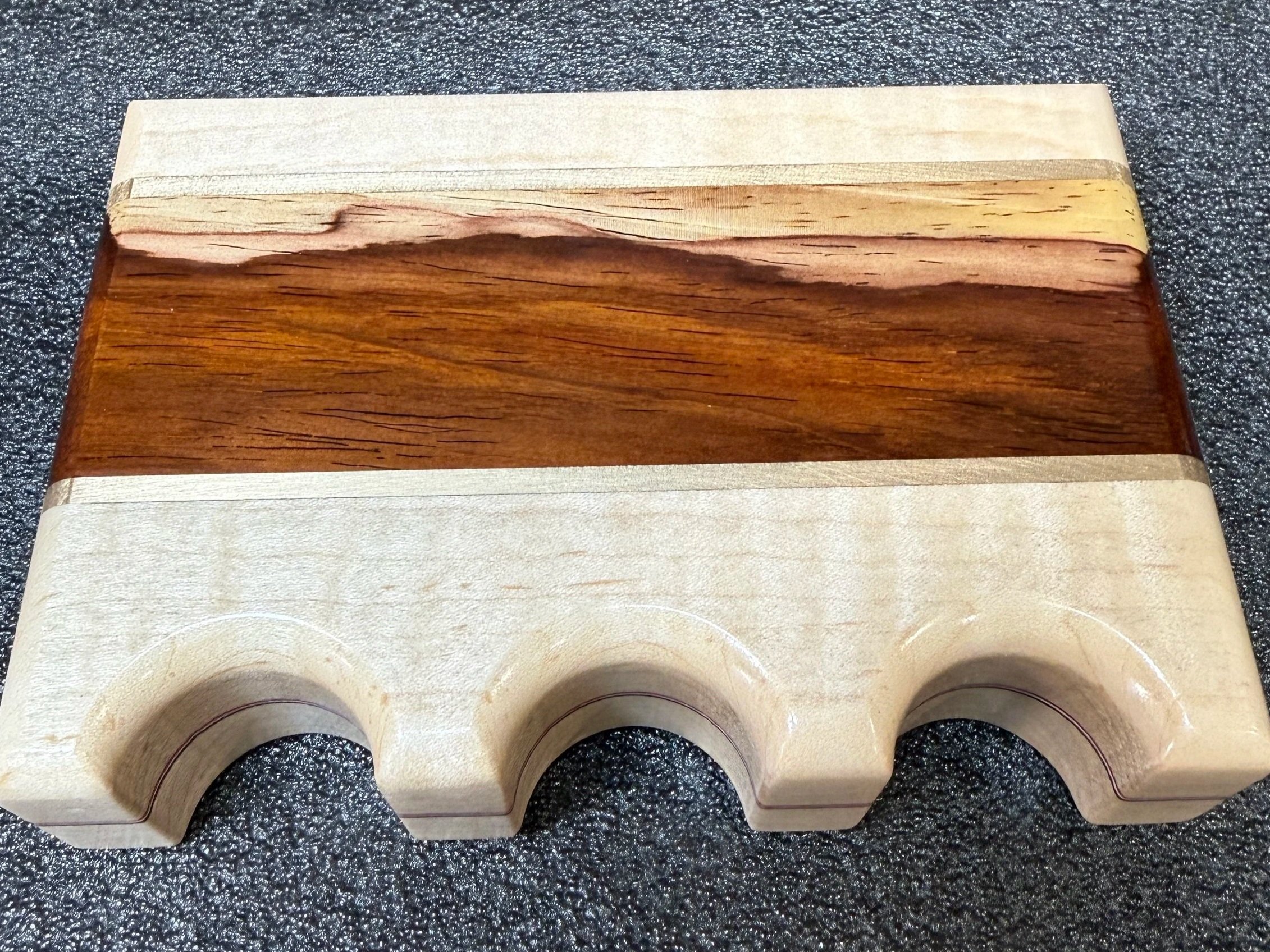 Curly Maple, Cocobolo and Brass inlays, RWB veneers $80