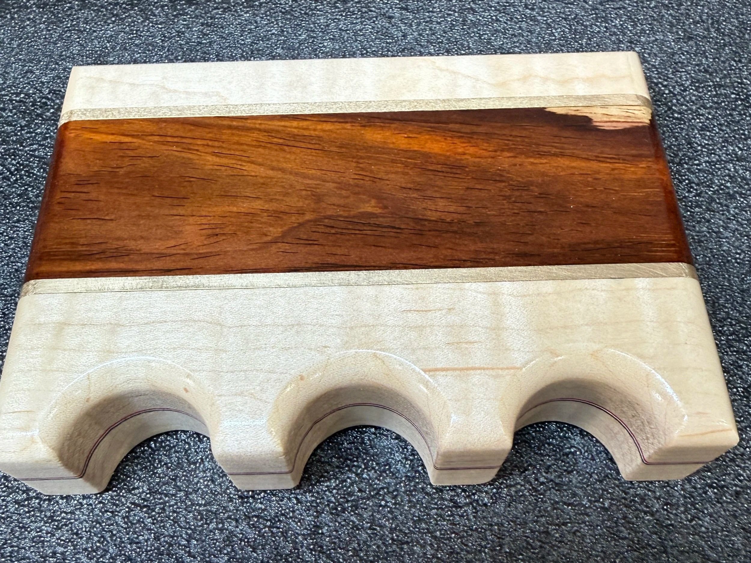 Curly Maple, Cocobolo and Brass inlays, RWB veneers $80