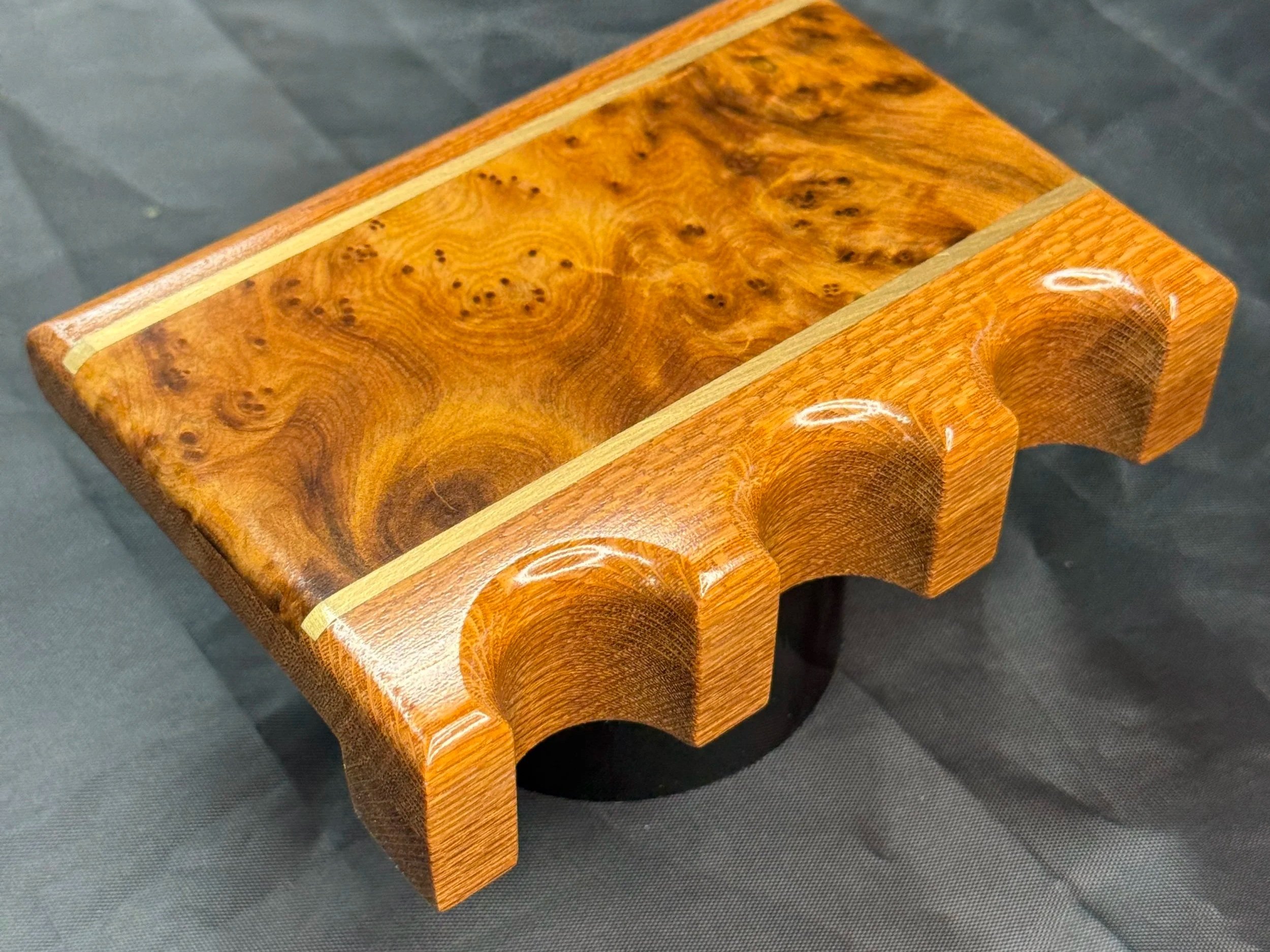 Leopardwood w/ Thuya Burl and Brass inlays - $80
