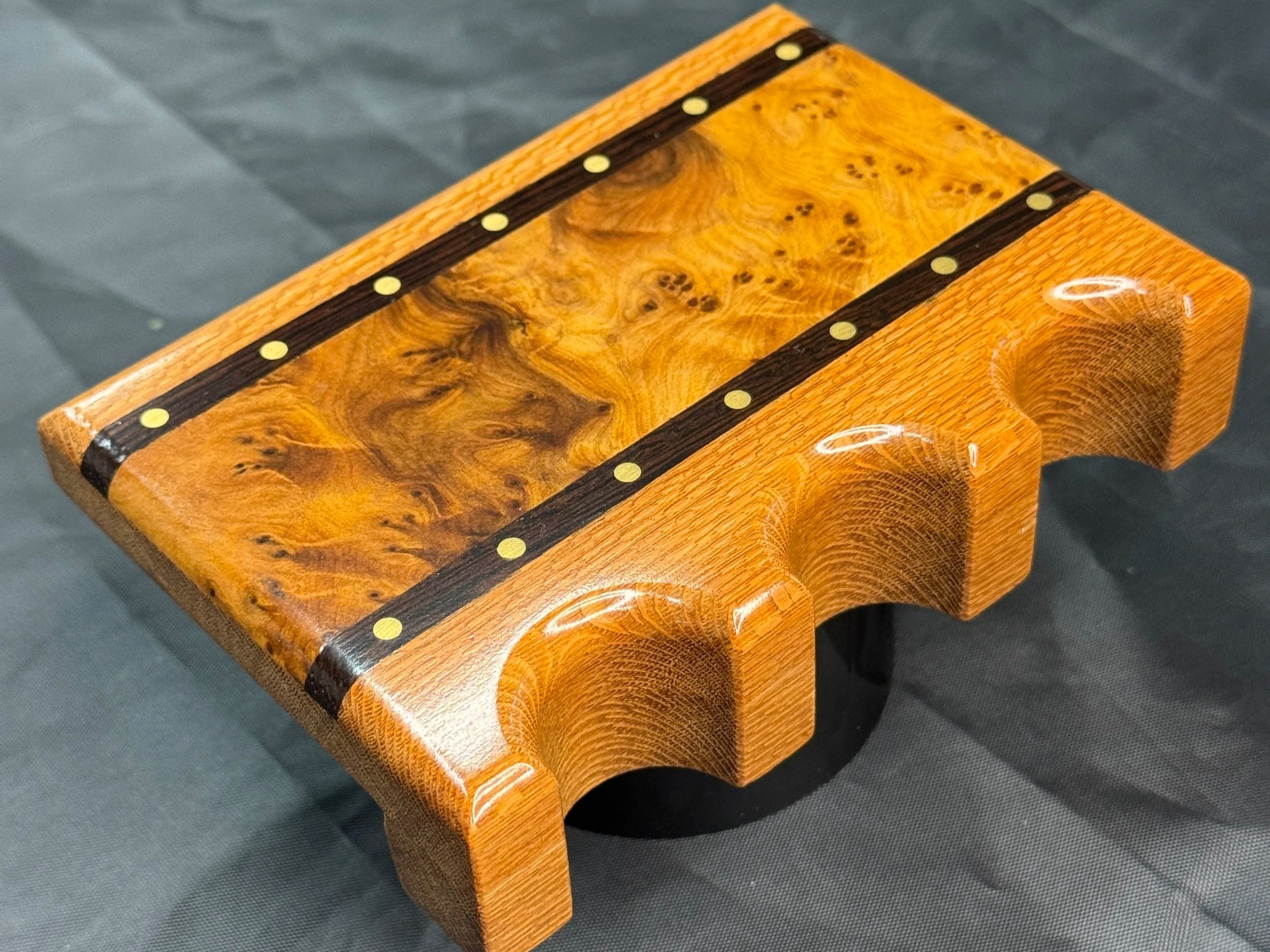 Leopardwood w/ Thuya Burl, Wenge and Brass inlays - $100