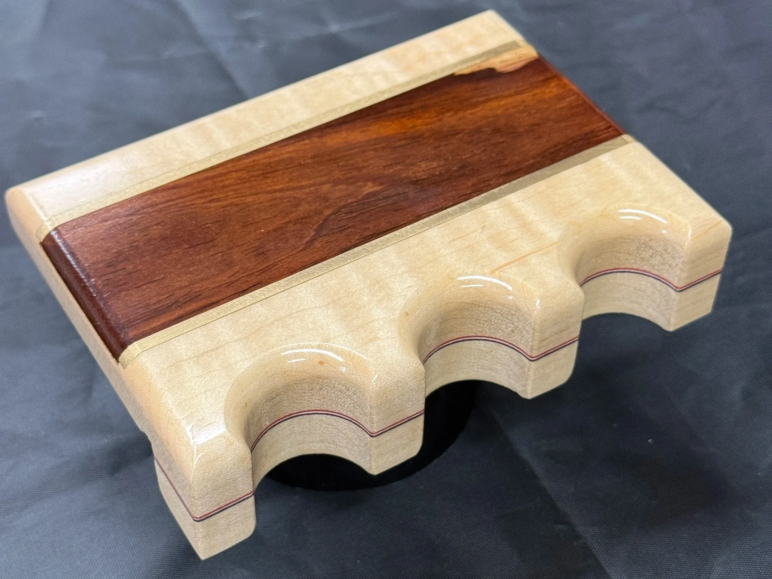 Curly Maple w/ Cocobolo and Brass inlays / Red, White & Blue veneers - $80