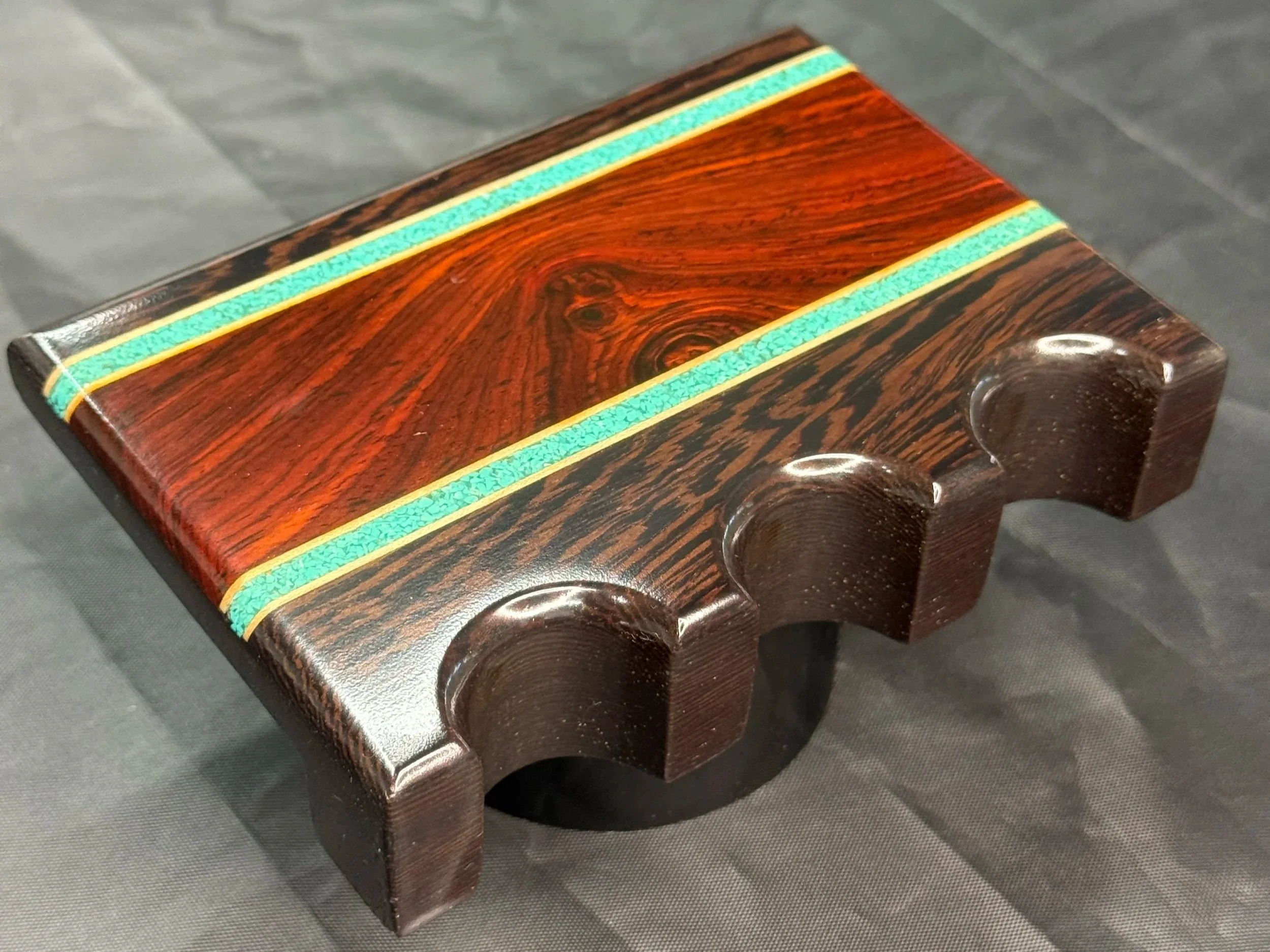 Wenge w/ Figured Cocobolo, Maple and Genuine Turquoise inlays - $120