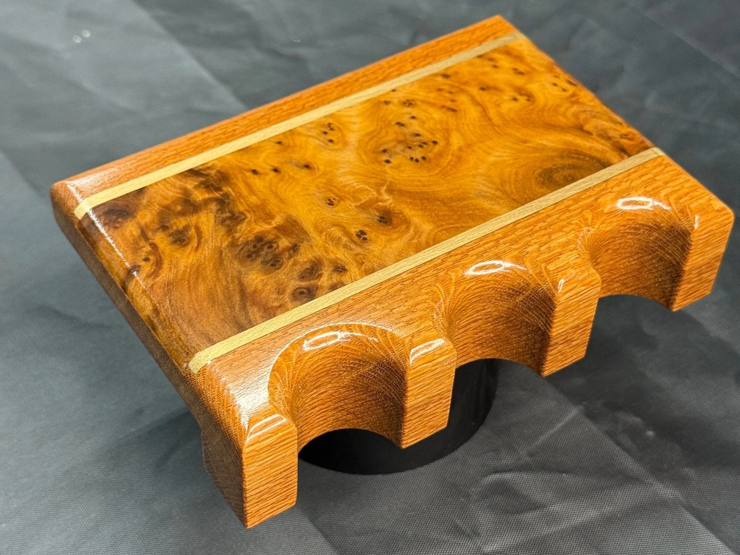 Leopardwood w/ Thuya Burl and Brass inlays - $80