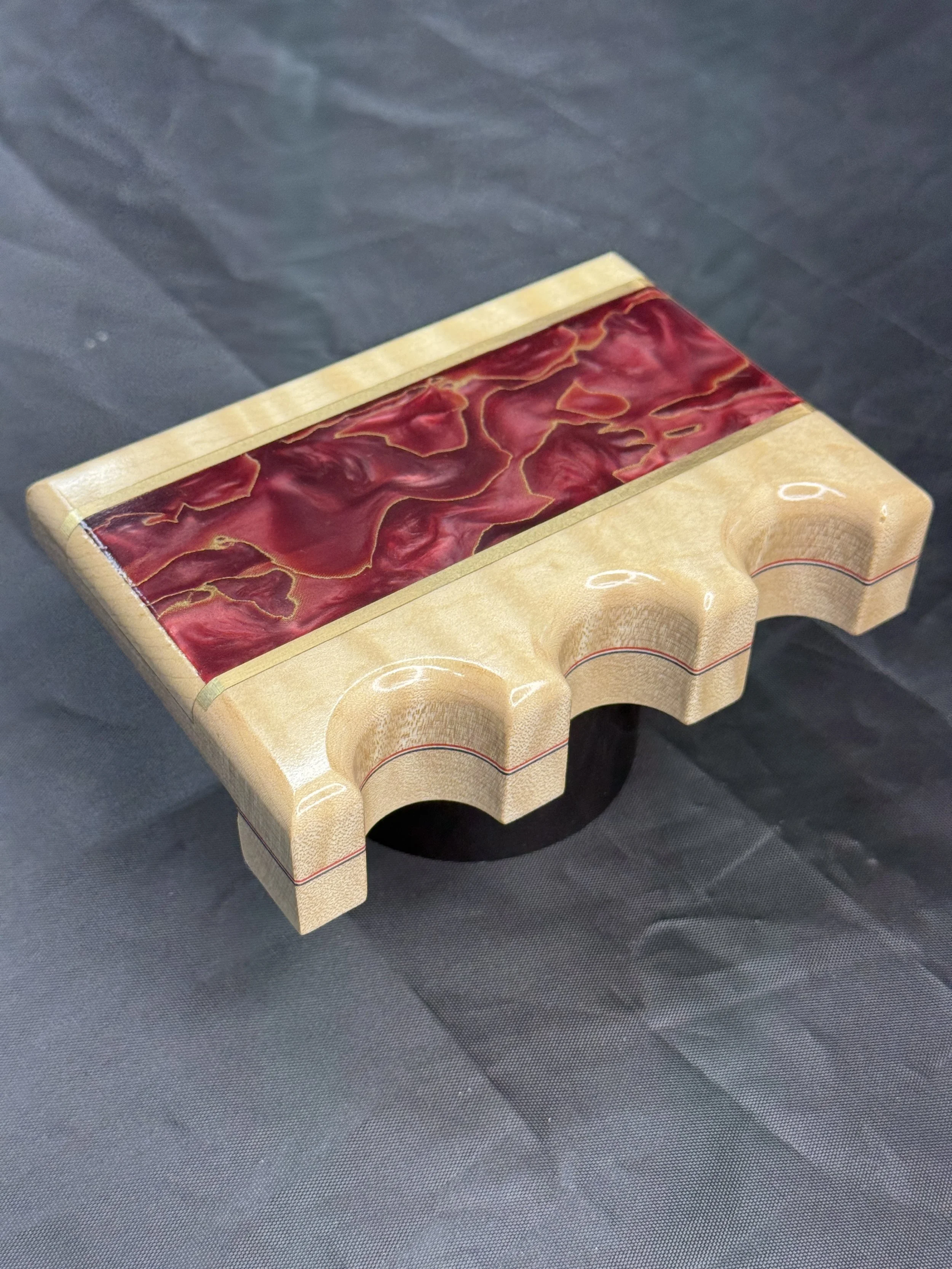 Curly Maple w/ Brass and Copper net infused Red Resin inlay / Red, White & Blue veneers - $80