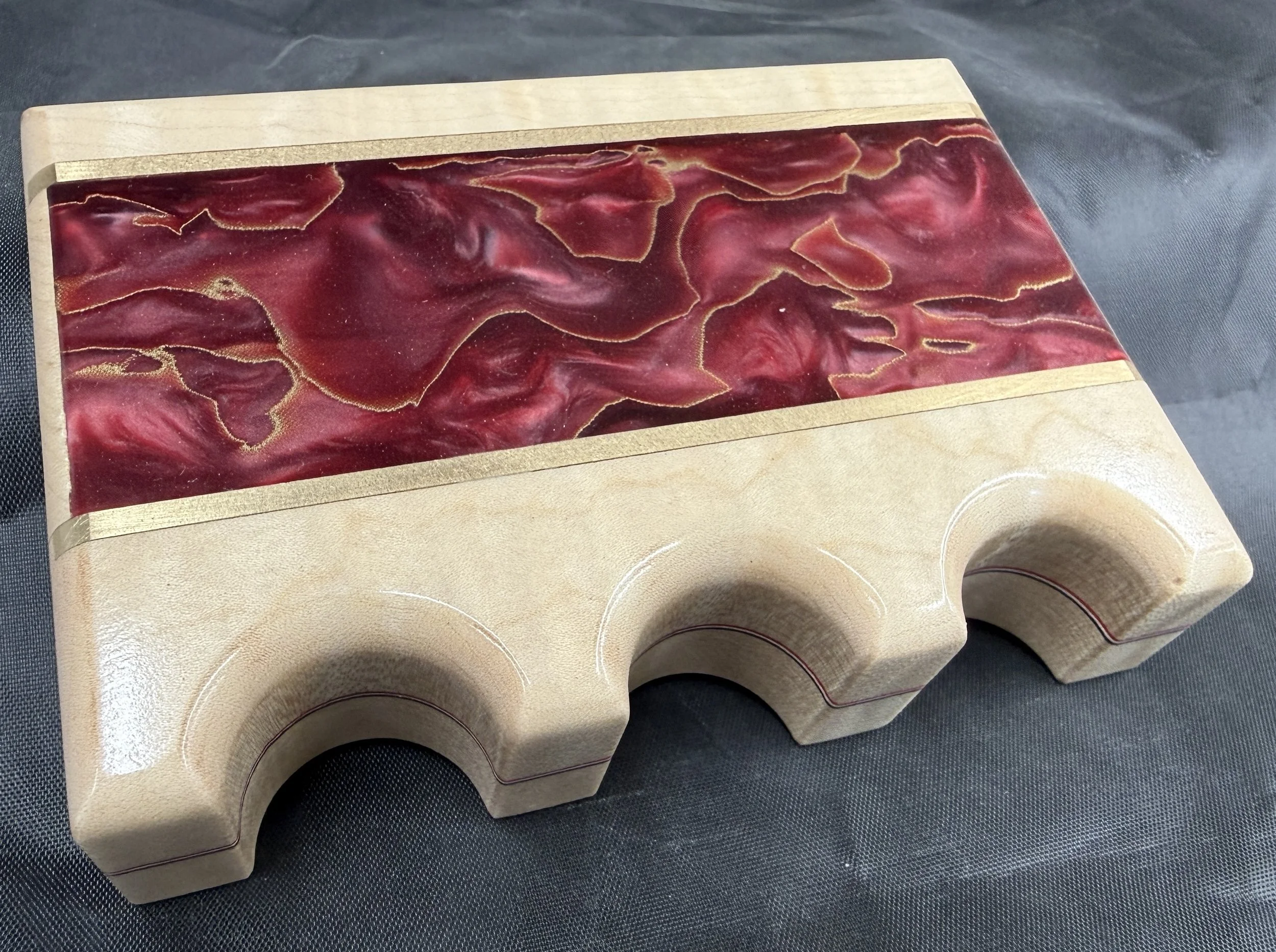 Curly Maple w/ Brass and Resin inlay / Red, White & Blue veneers - $80
