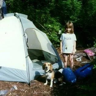 Reggie - Washington. Reggie takes his girl camping. He snored, so we were happy he chose to sleep in our daughter's tent!
