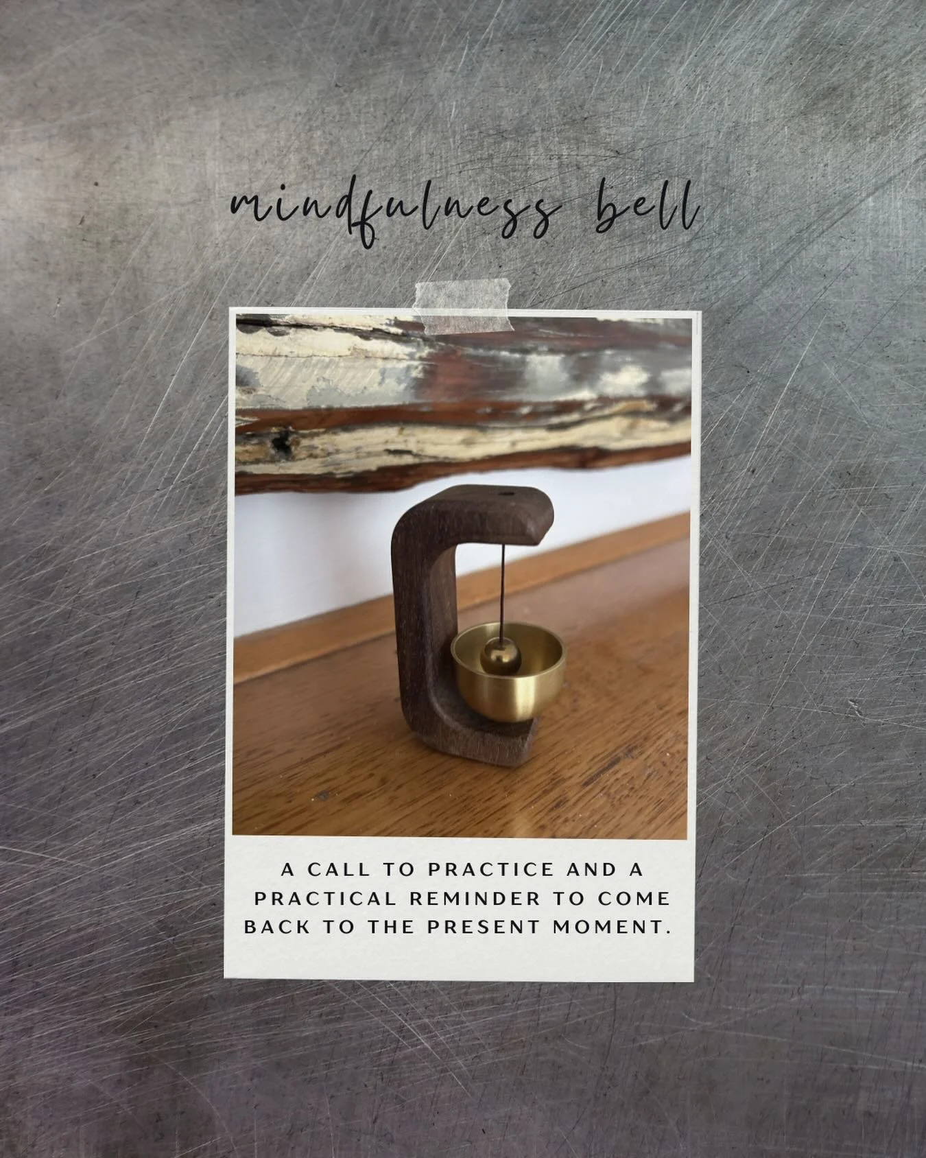 Sneak peek &hellip; one of our delightful products inside the Autumn Meditation Box.

A Mindfulness Bell to call you to practice, and awaken you to the present moment.

A beautiful addition to your sacred space .. with a guide for its use, history, a