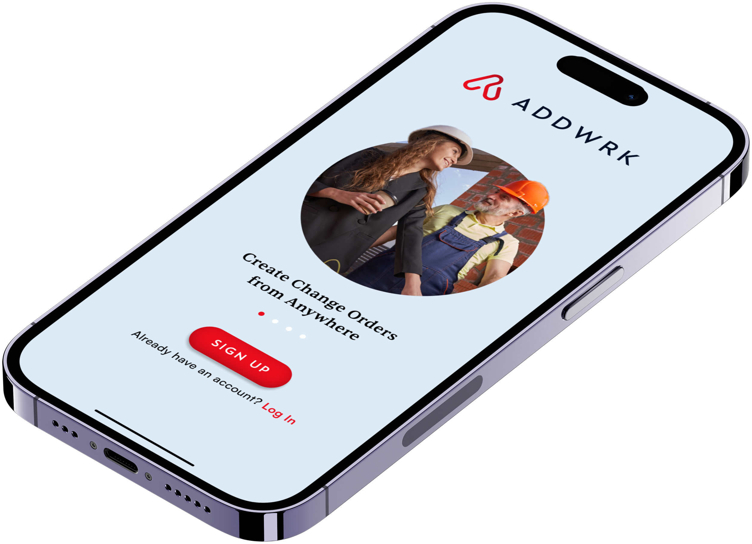 Smartphone screen displaying a dating app profile with a photo of a woman and a man, with a 'Sign Up' button below.