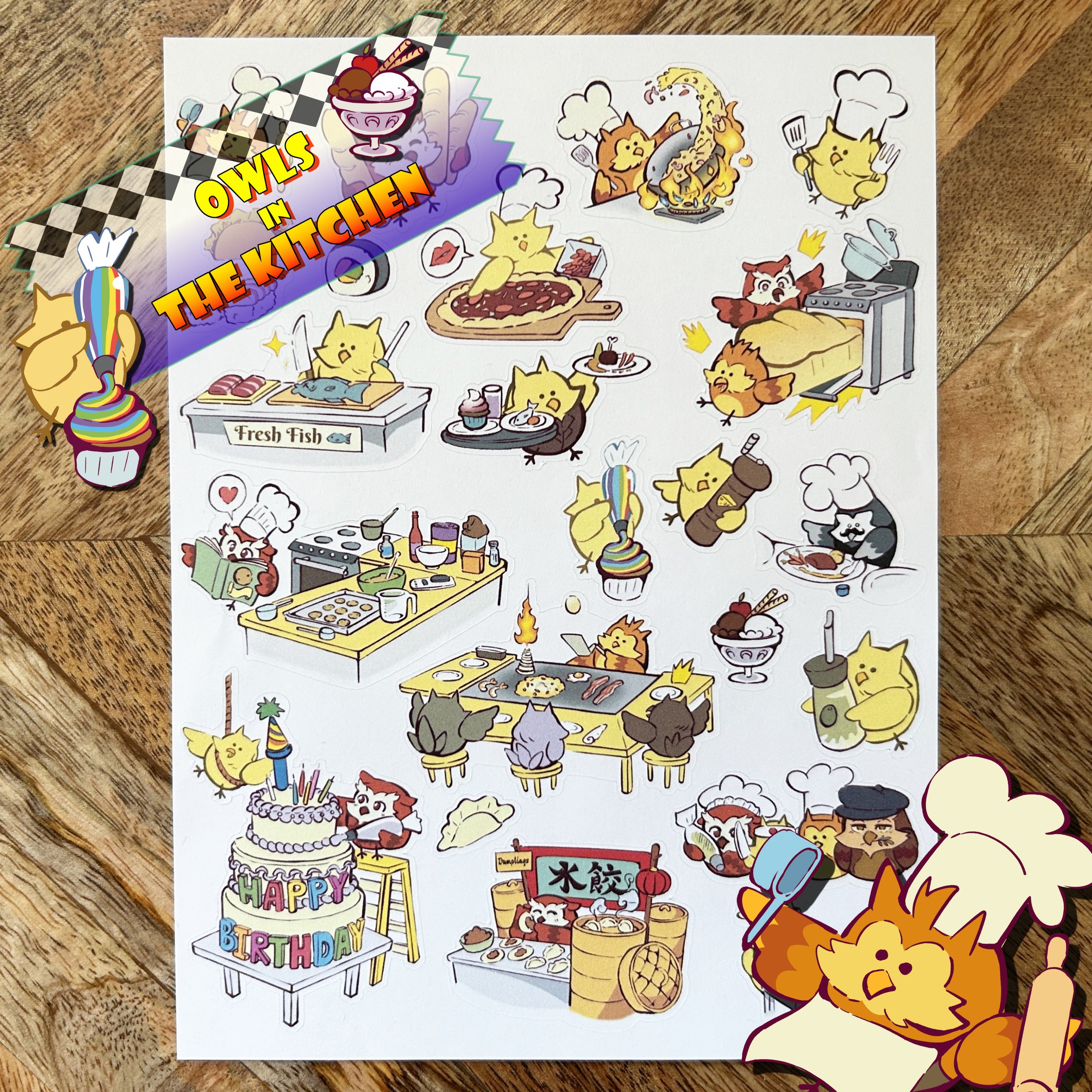 Owls in the Kitchen Stickers