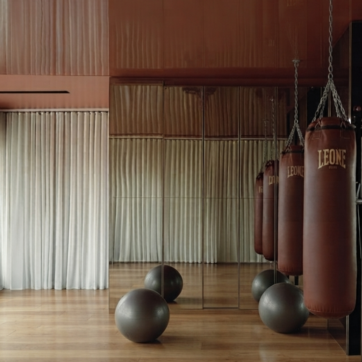 Boxing and training area, physiotherapy clinic interior, Denmark
