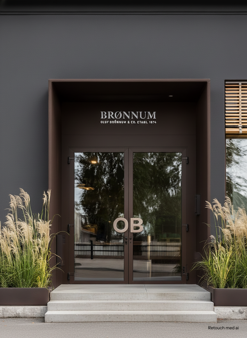 Entrance facade design in dark wood, Oluf Brønnum, Copenhagen