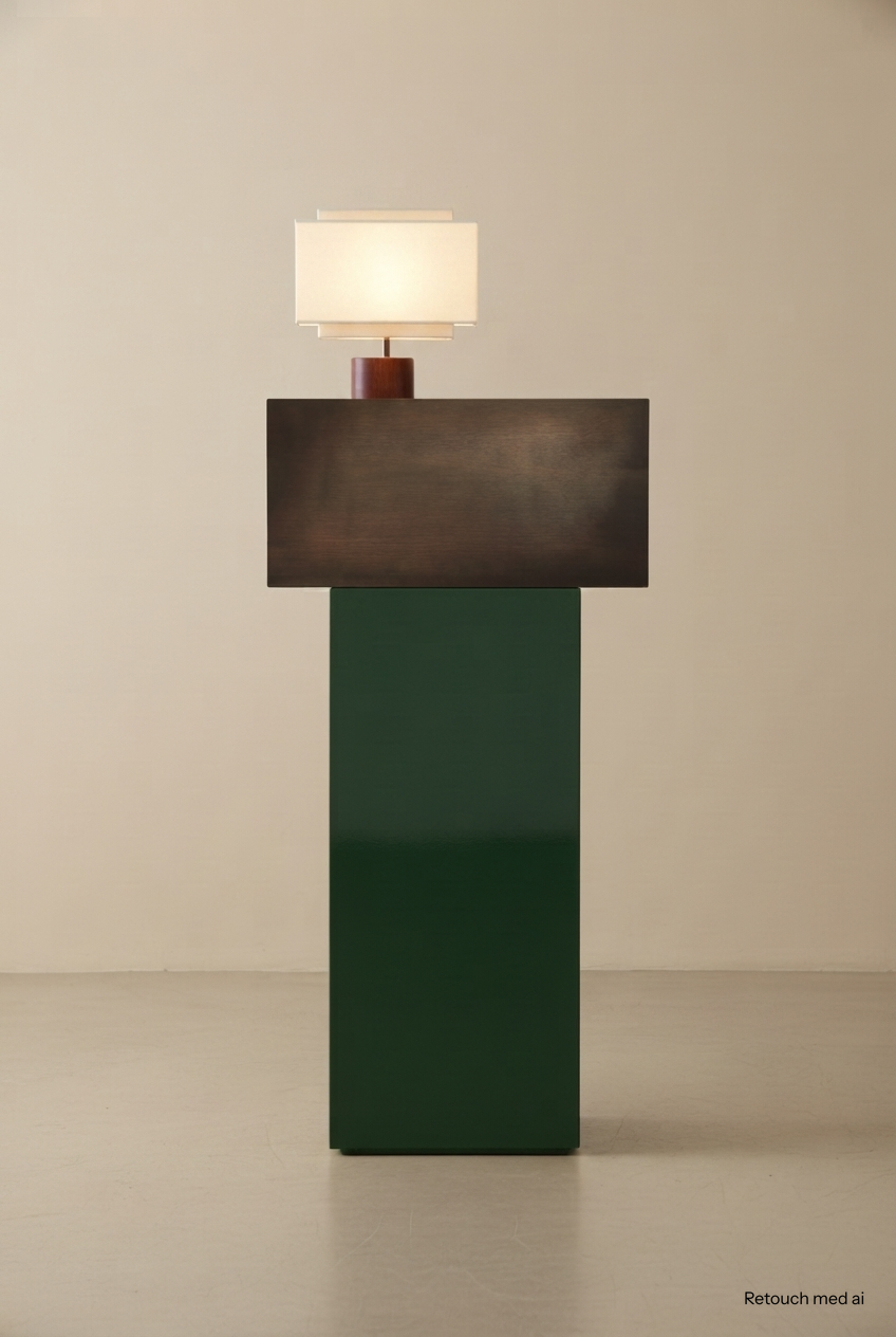 Interior design. Bespoke green and brass host stand, Restaurant Silo, Copenhagen