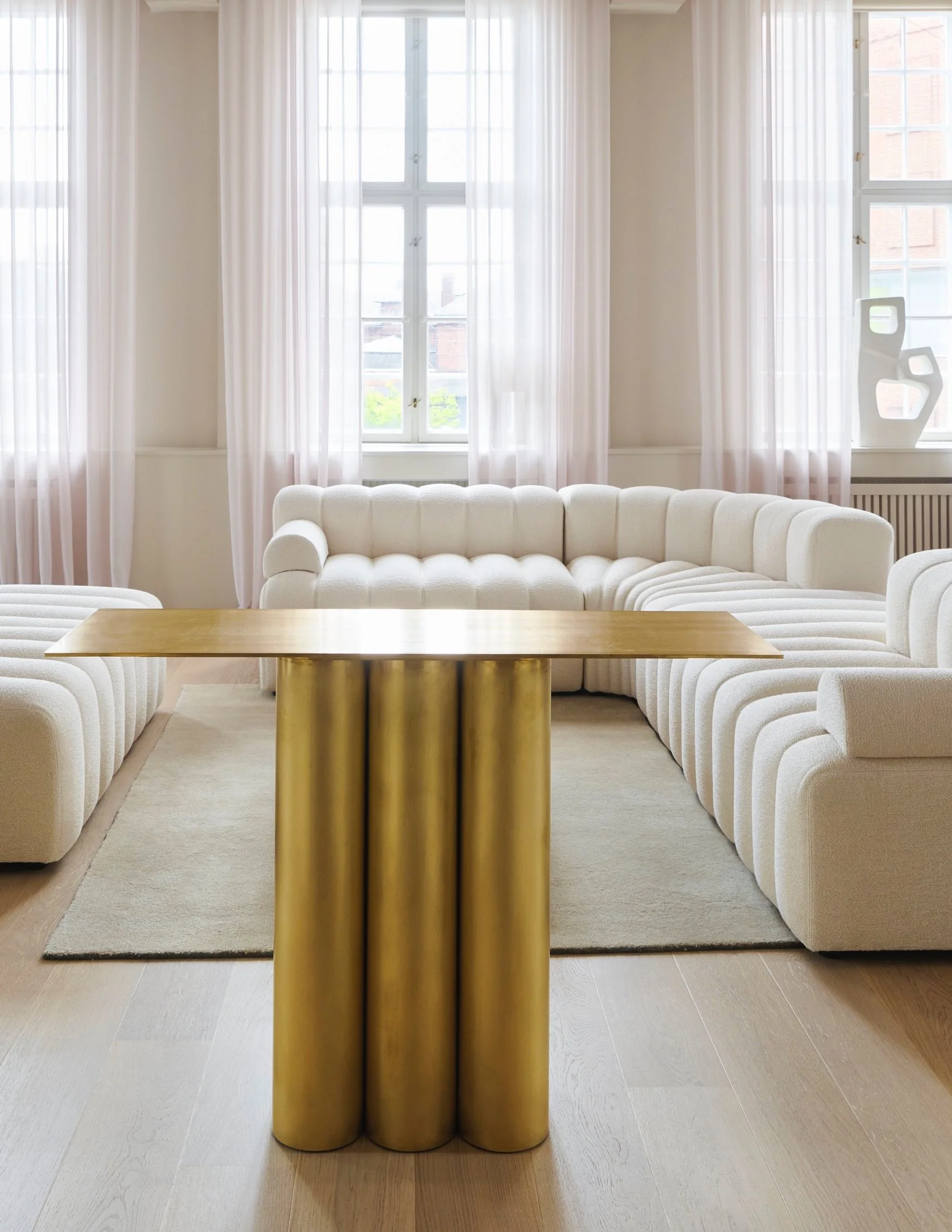 Brass tube table series in the Dea Kudibal showroom