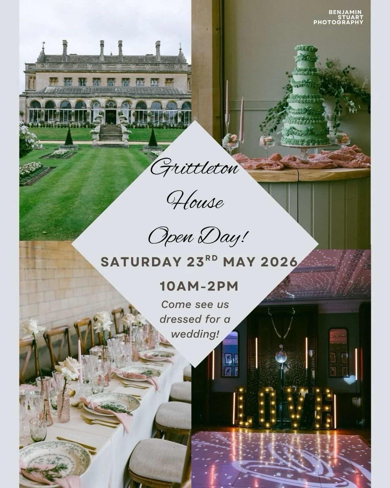 We are delighted to be part of the super Grittleton House showcase. Pop it in the diary 🥂&hearts;️🌸🍰
