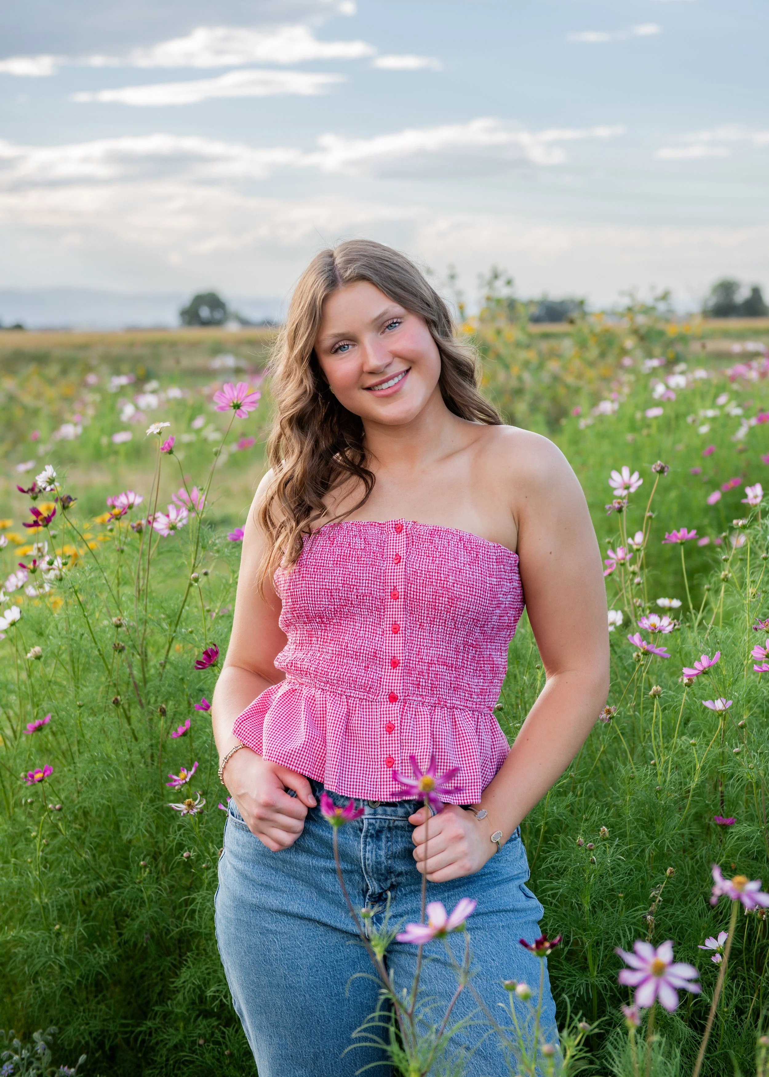 senior portrait flower field colorado