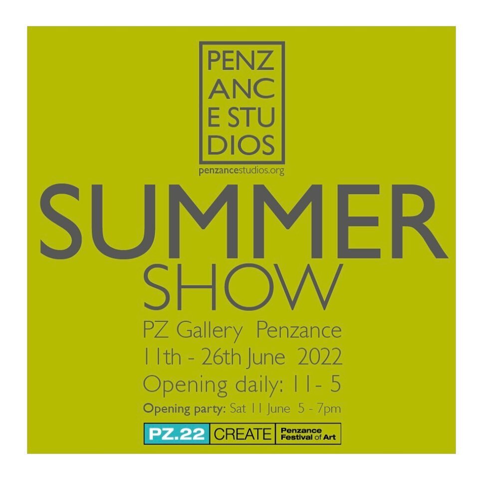 Exciting News! 
Our Penzance Studios Summer Show at Pz Gallery (opposite Jubilee Pool) is having an 
Opening Party this 
Saturday 11th June 
 
5-7 pm 

Everyone&rsquo;s invited !!
 🔅🔆🔅🔆🔅
.
Exhibition continues til 26th June. 
Open daily 11-5
.
#