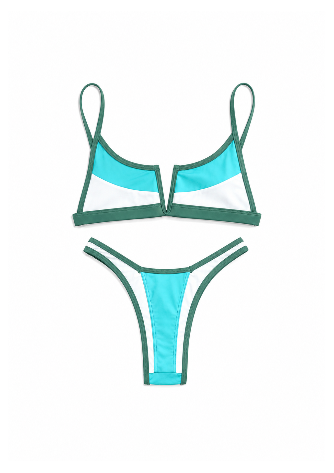 Bikini NOVA BAY azzurro e bianco con scollo a V