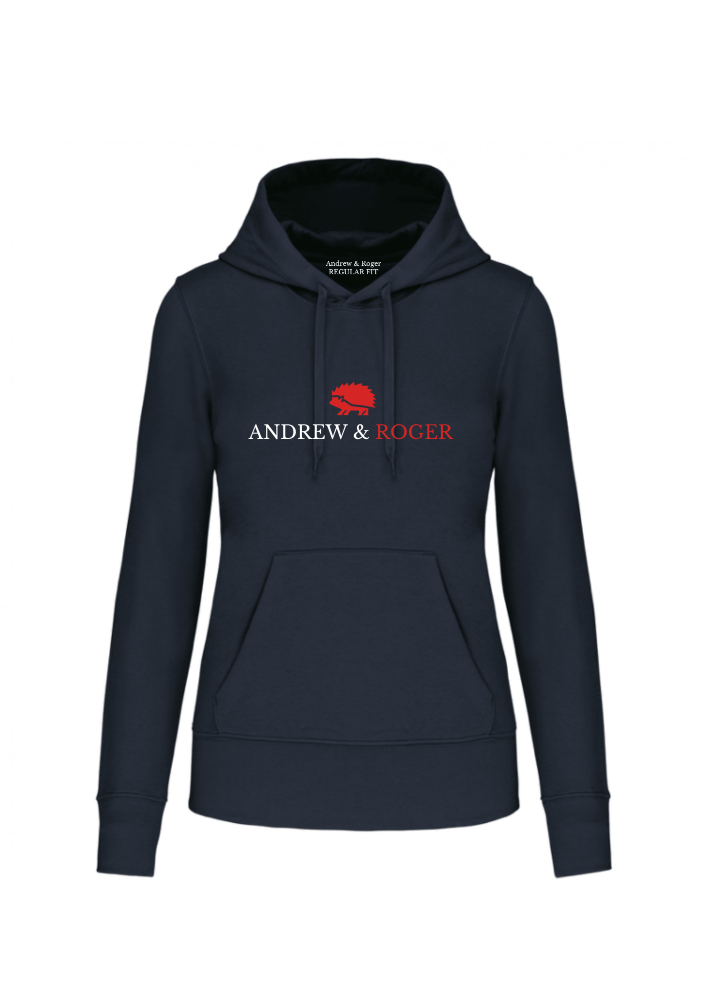 Felpa hoody donna blu navy con logo e scritta stampati