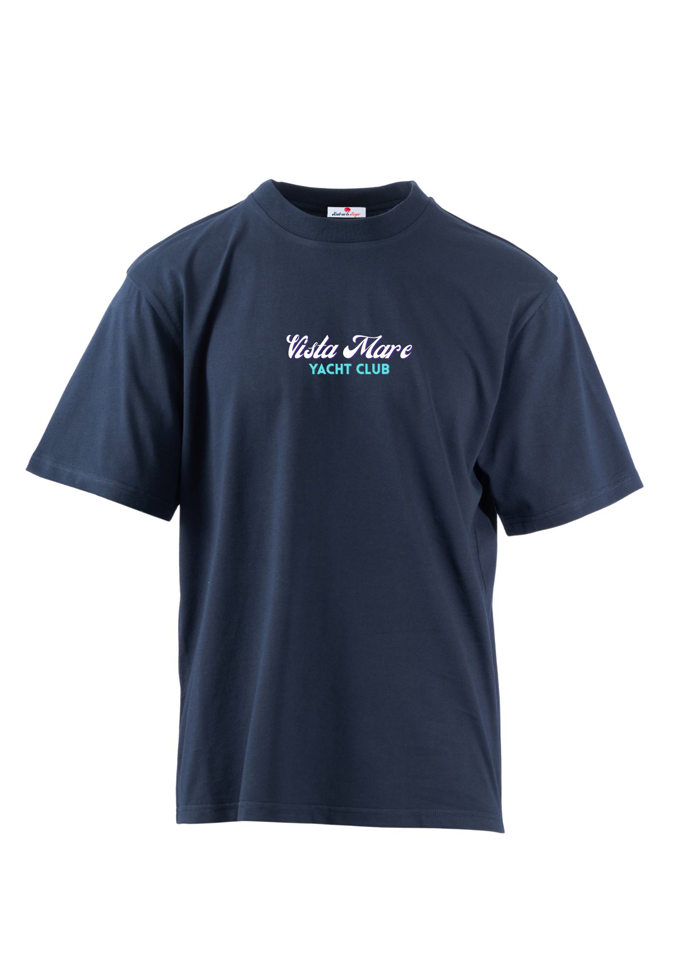 T-shirt Vista Mare Yacth Club oversize blu in cotone biologico GOTS