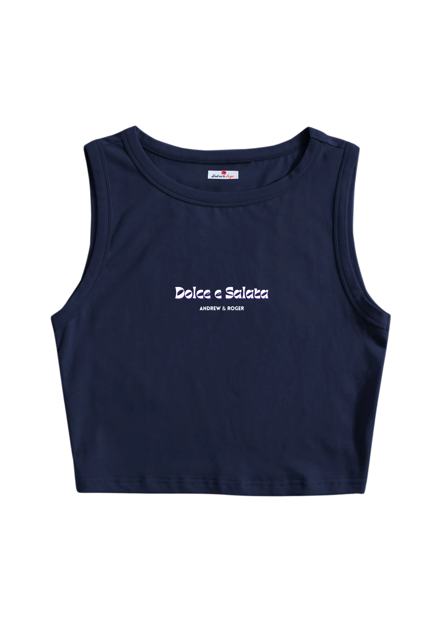 Top Dolce e Salata smanicato blu in cotone