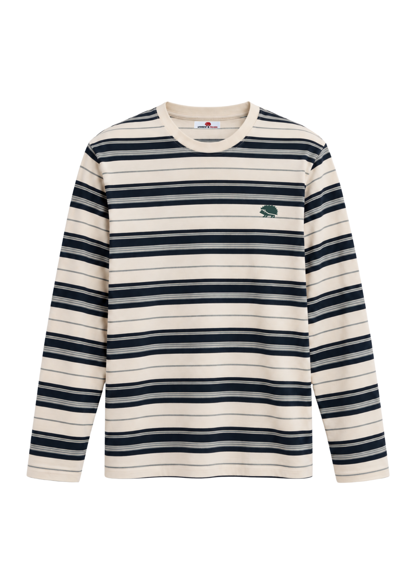 T-shirt bianca donna oversize a righe blu e verde acqua