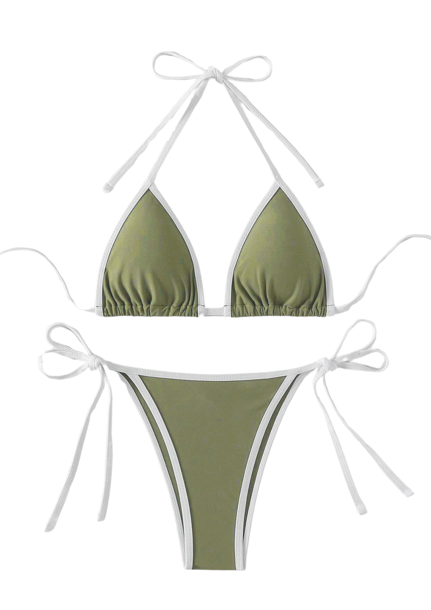 Bikini COCO OLIVE verde chiaro a trinagolo con contorno