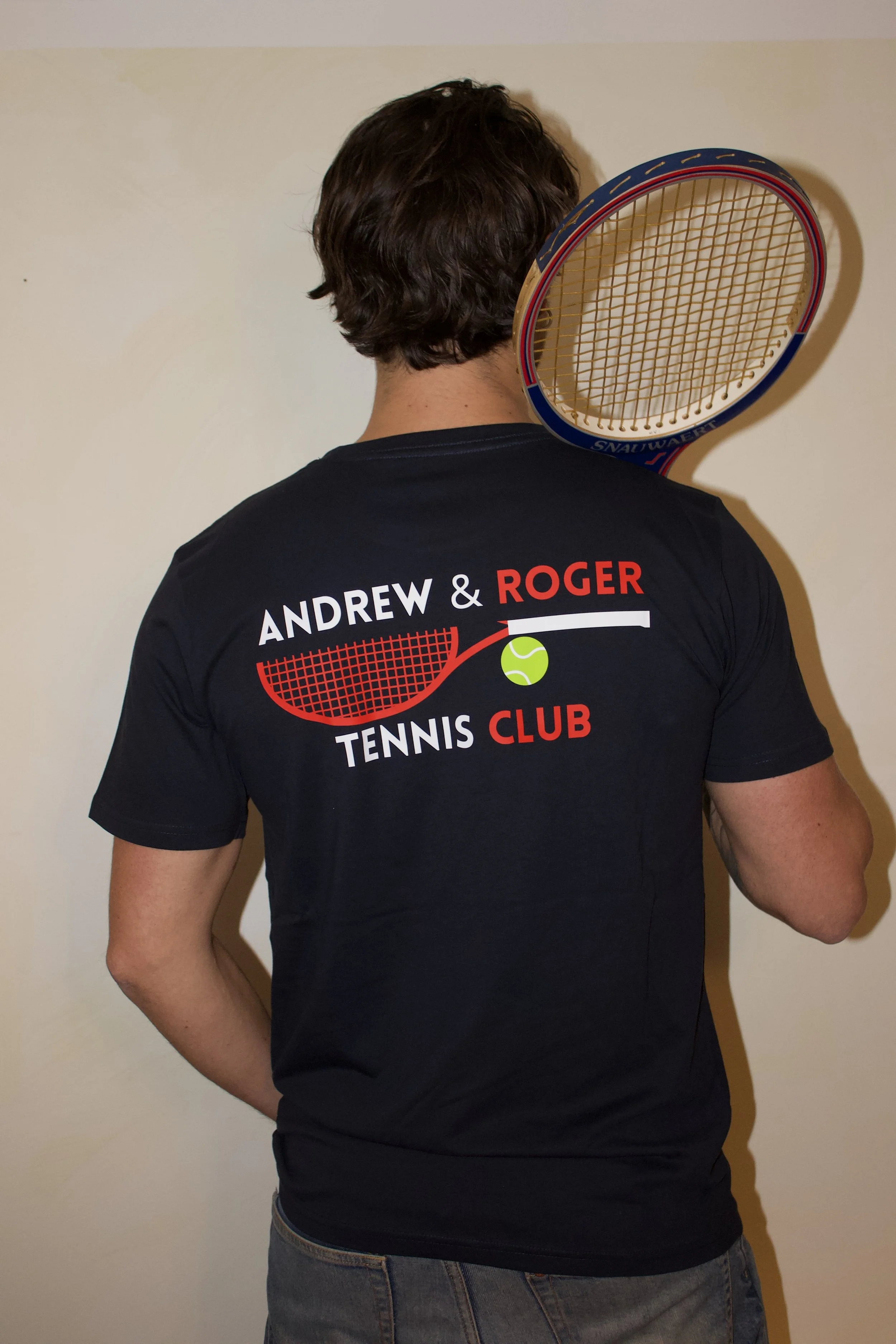 T-shirt uomo "Tennis Club" Andrew & Roger 100% cotone con stampa in doppio colore