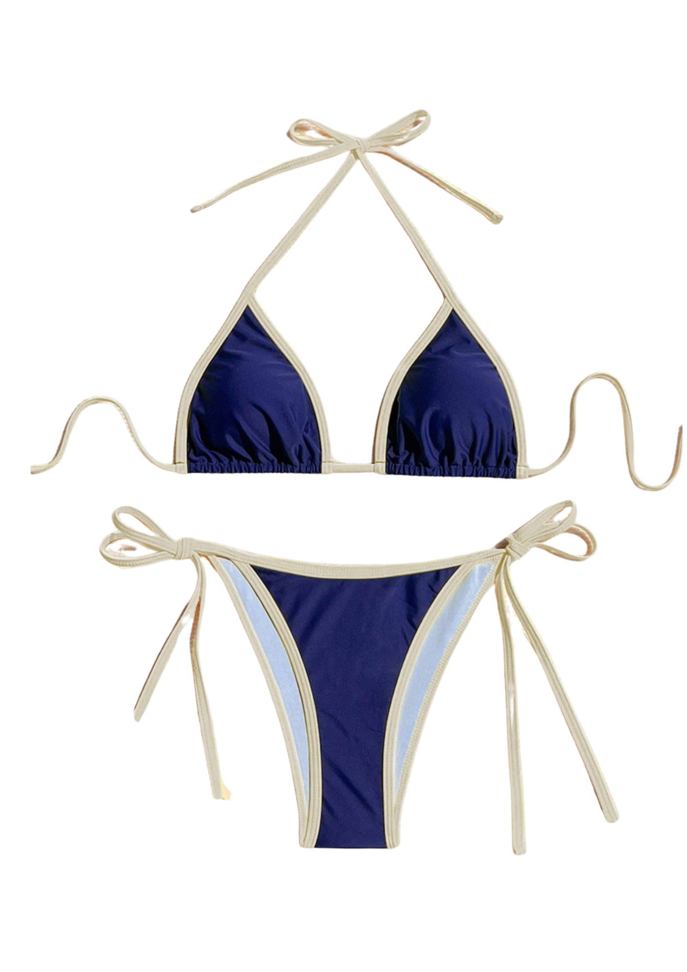 Bikini COCO OCEAN blu scuro a trinagolo con contorno