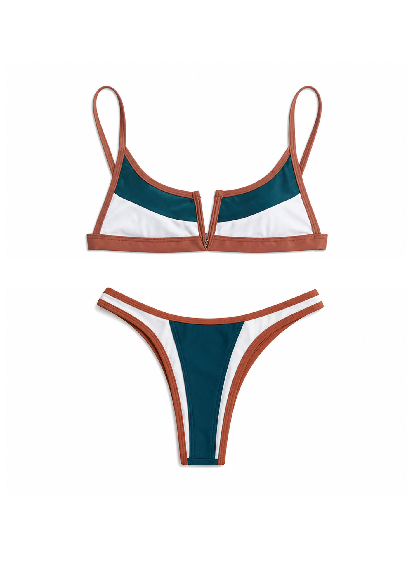 Bikini NOVA REEF verde acqua e bianco con scollo a V